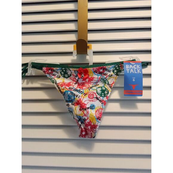 Back Talk Christmas theme ornament text words g-string thong women's sz 6 Medium - Picture 1 of 4